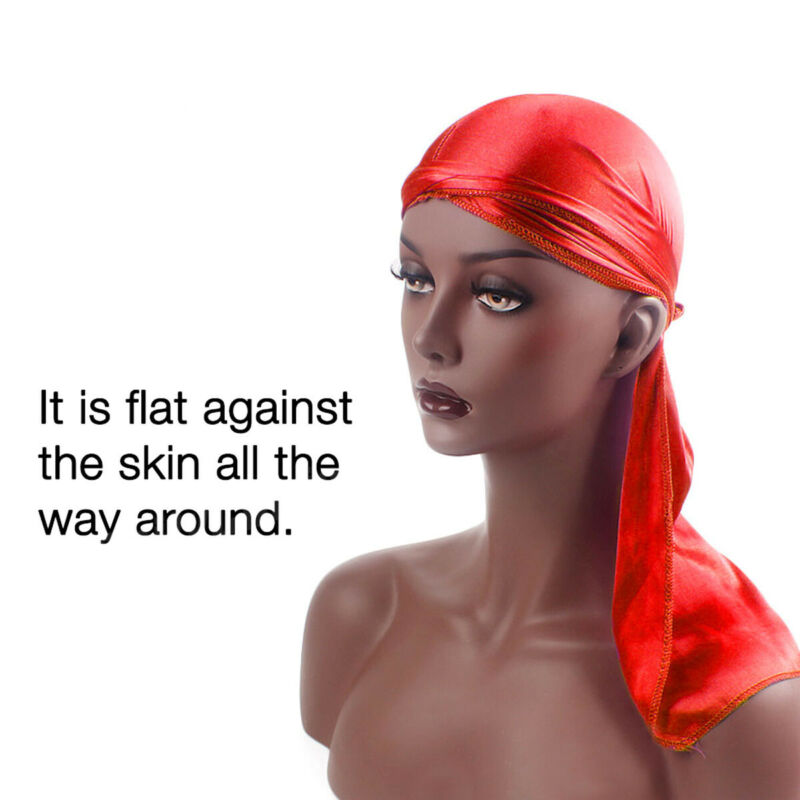 US Unisex Men Women Bandana Doo Durag Headwear Soft Silk Pirate Cap Wrap: Rood