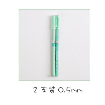 Korean Cherry Blossoms Gel Pen Set Fine Point Pens Full Needle Black Watery Signature Pen Kawaii School Supplies Stationery: Mint  2 pieces 0.5mm