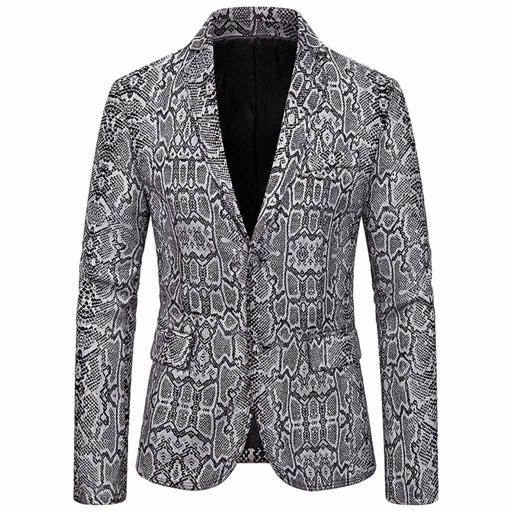 KANCOOLD Men's Business Casual Slim Fit Suit Set - Single Breasted Blazer & Pants for Wedding & Formal Events: Silver / L