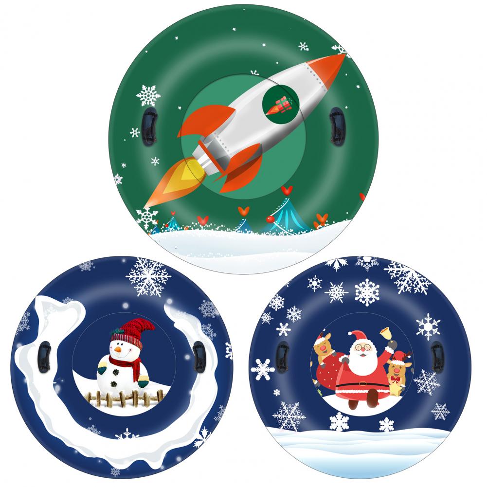 55% Inflatable Snow Sled Reusable PVC Xmas Snowman Sledding Tube for Family