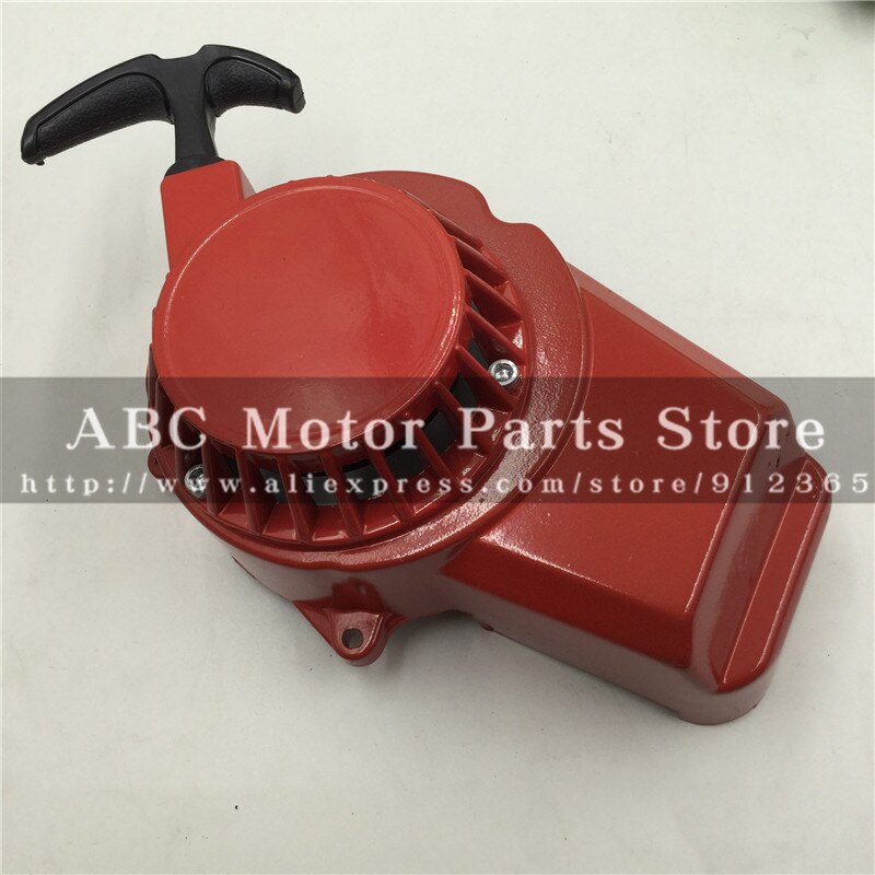 Trekk starter start aluminium tykkere for 47cc 49cc gass minimoto pocket bike mini dirt bike crosser quad atv motorsykkel: Rød