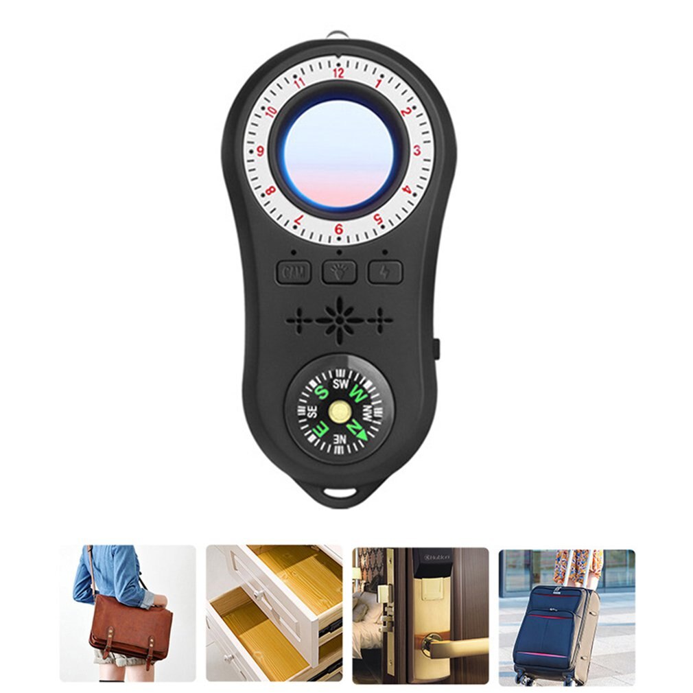 S100 hotell anti avlyssning infraröd skanner vibrationssensor säkerhetsdetektor anti smygande infraröd skanner: Svart
