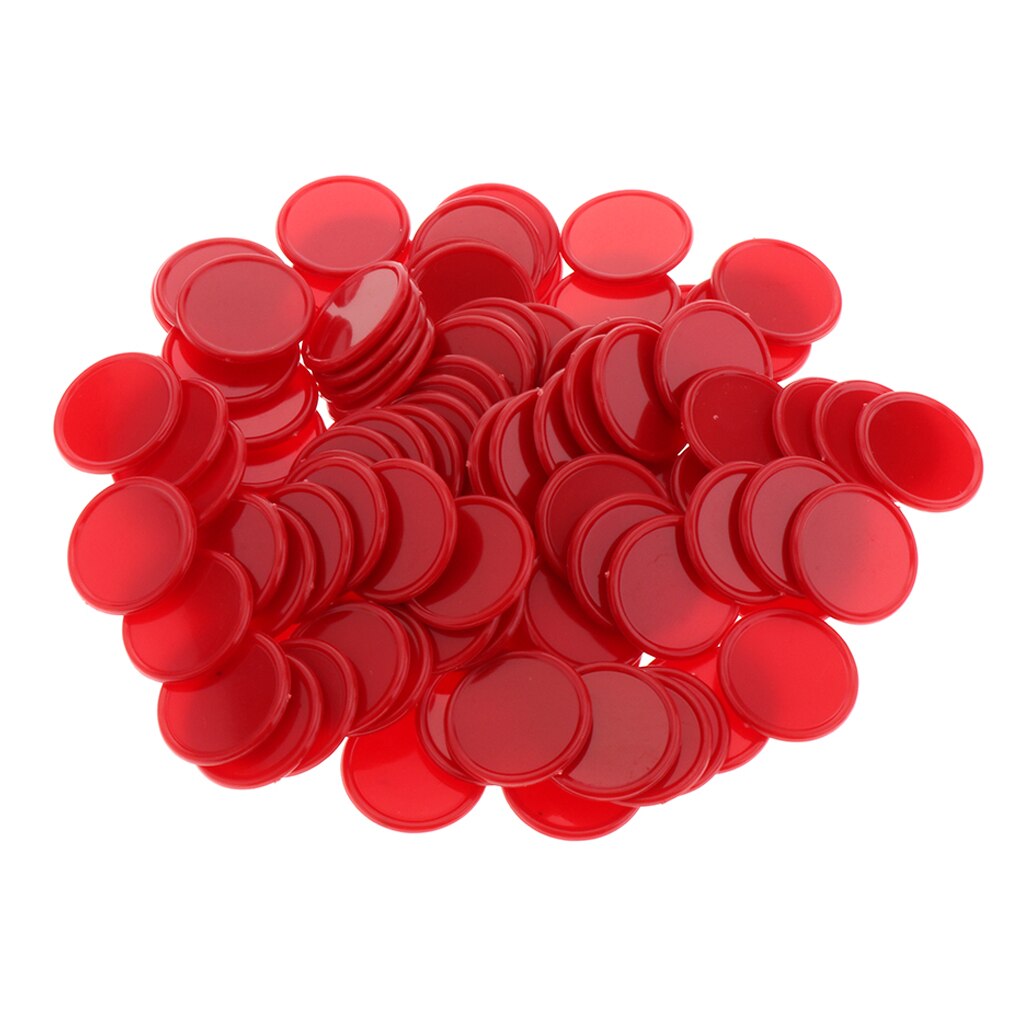 Set of 100 1 Inch Plastic Learning Counting Counters Game Tokens Mini Poker Chips: Red