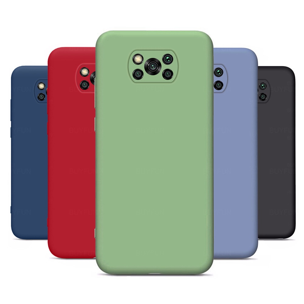 Dla przypadku Xiaomi Poco X3 NFC kolorowy płynny futerał silikonowy na Xomi Pocox3 Poko Poxo Pocophone X 3 3X odporny na wstrząsy telefon pokrywa Coque
