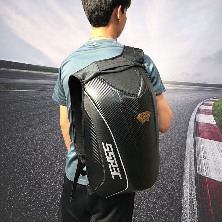 Mochila impermeable de fibra de carbono para motocicleta, bolso con carcasa dura, para turismo