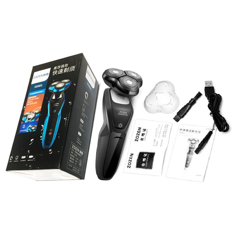 Utgave elektrisk barbermaskin barberhøvel menn vaskbar usb oppladbar 3 blad smart kontroll barberskjeggmaskin