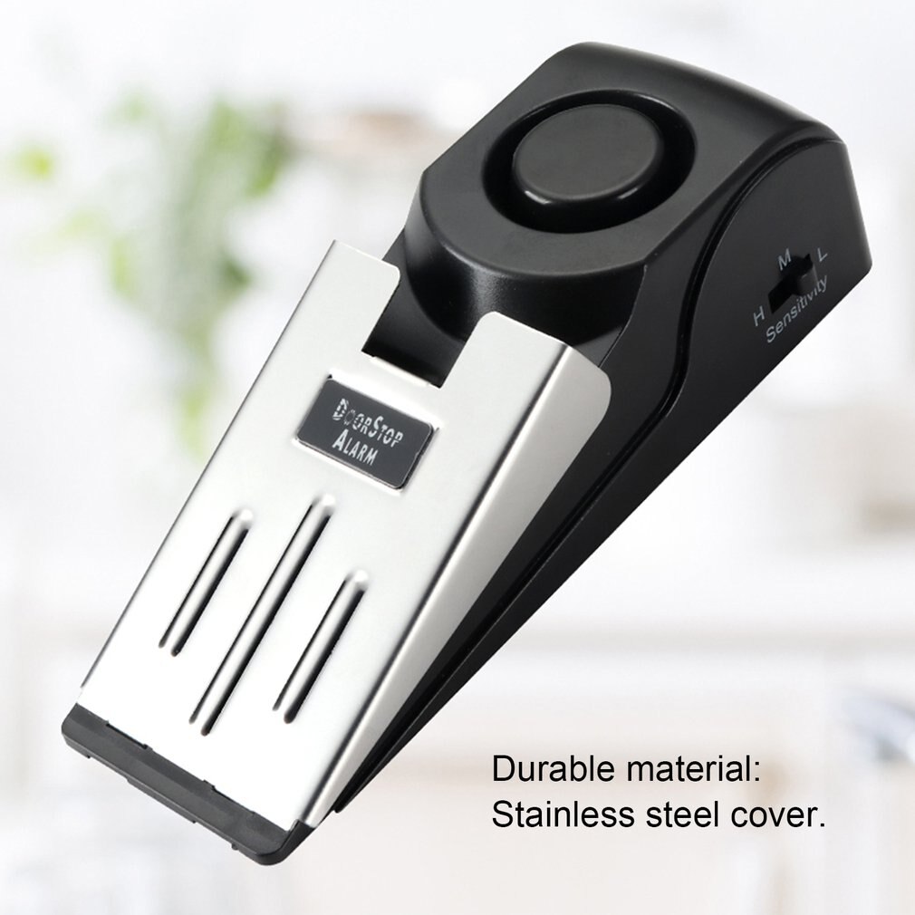 Stainless Steel 120dB Wireless Door Stop Door Slot Alarm Anti Theft Burglar Alert System Home Safely Security