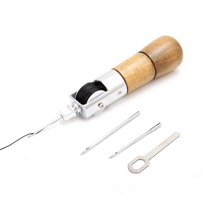 4PCS/Set Lock Stitching Sewing Awl Leather Hand Stitcher Thread Needles Kit For Fabric Craft Stitch Leather Fabric Repair Tools: B