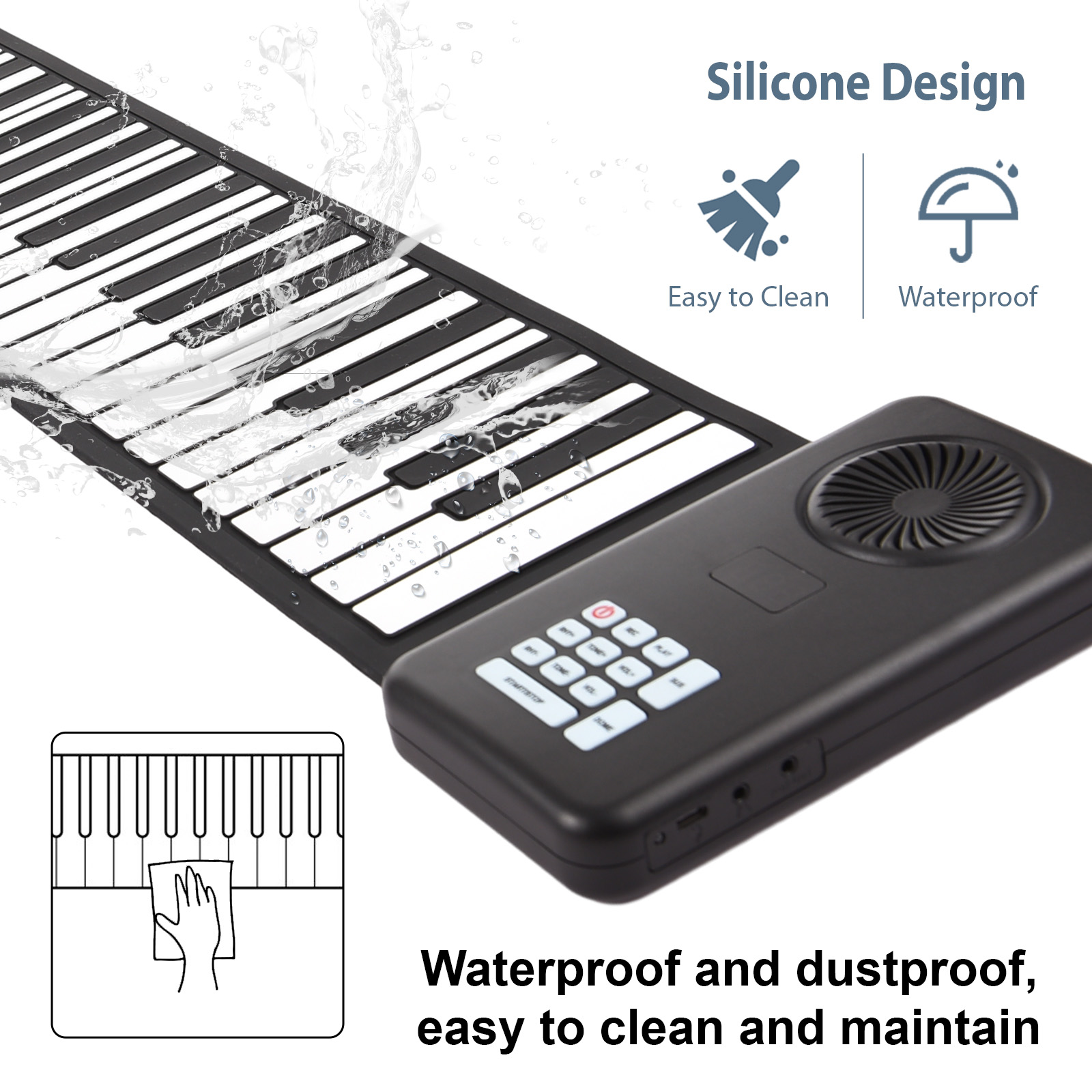 88-Tasten-tragbares Klavier, Handroll, elektronisches Klavier, umweltfreundliches, faltbares Klavier aus Silikon, Heimübung für Reiseanfänger