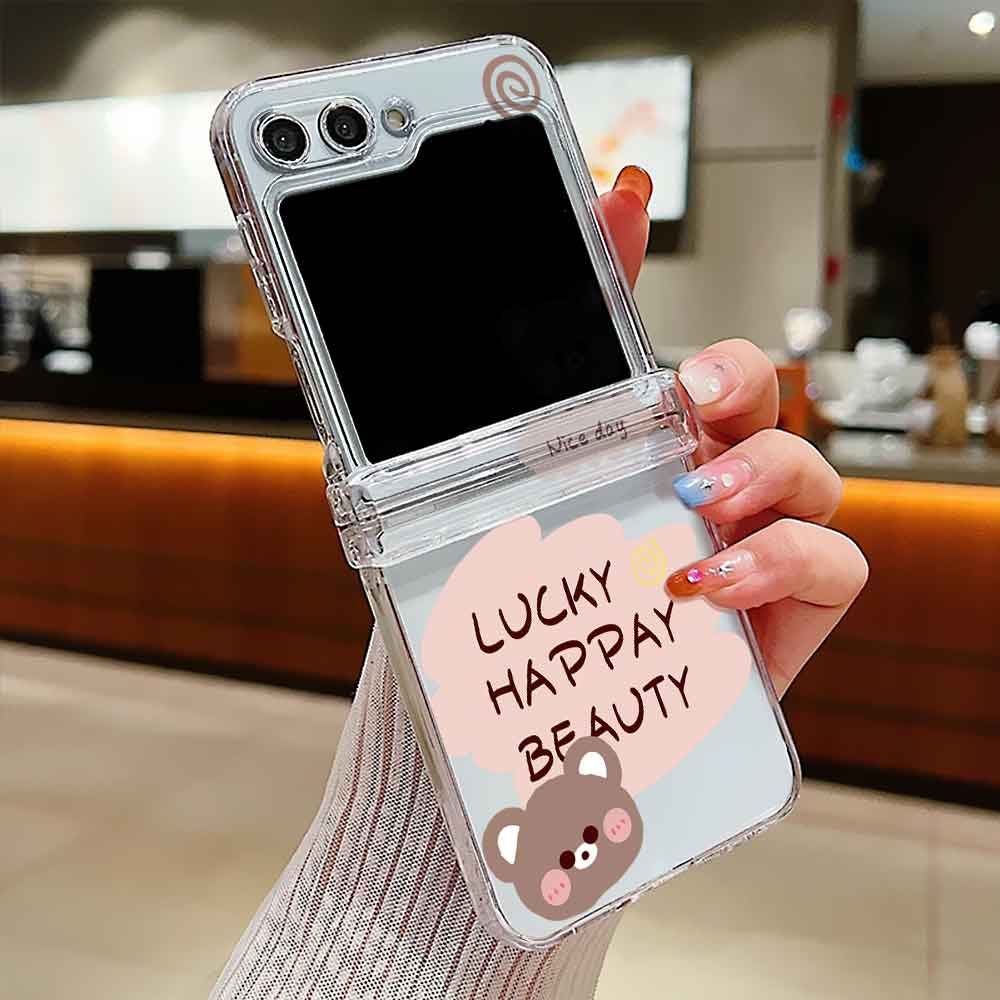 Case For Samsung Galaxy Z Flip 6 5 4 3 Transparent Hard Folding Luxury Pattern For Samsung Z Flip3 Flip4 Flip5 Flip6 Clear Cover: CANVAS / Gold