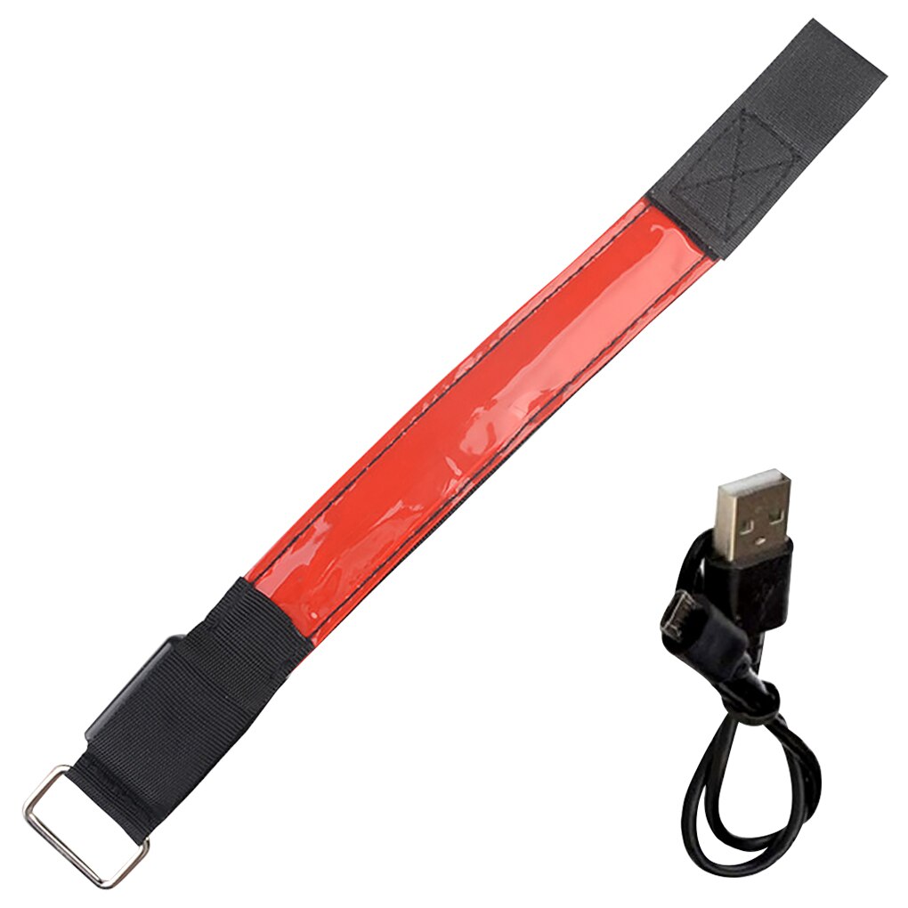 Arm Band Reflecterende Oplaadbare Running Led Armband Verstelbare Night Veiligheid Lichtgevende Band: Red