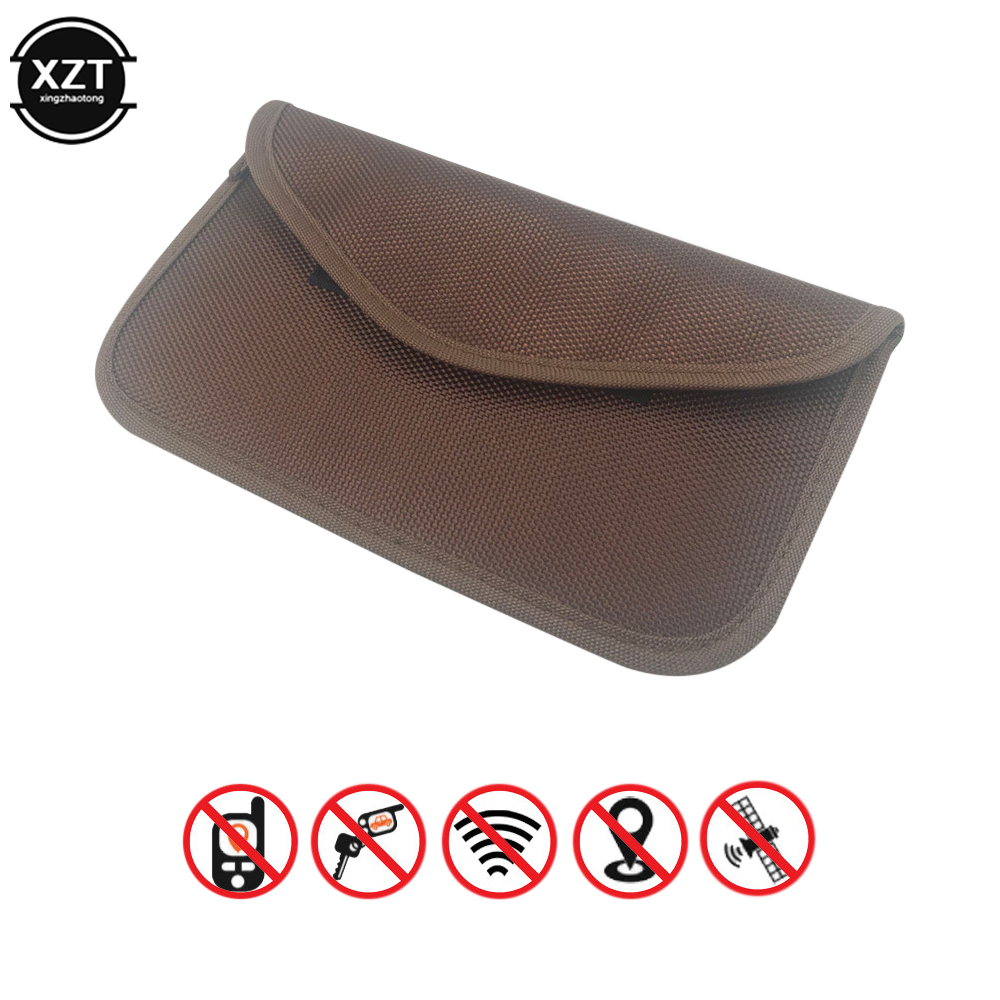 Portable Car Key Signal Blocker Case Faraday Cage Fob Pouch Keyless RFID Blocking Bag RFID Card Protector Car Accessories: camel