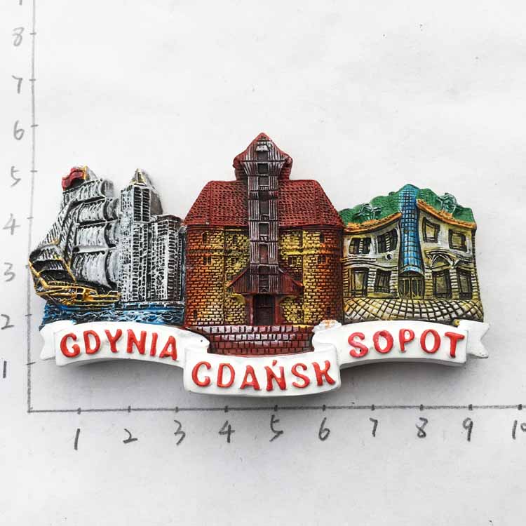 Imanes de nevera con sabor de Polonia, artesanías de recuerdos turísticos, imán de nevera, artículos de decoración artesanales: Azul