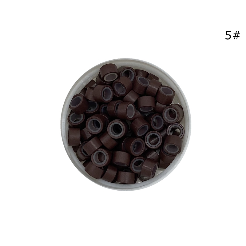 3000 stk 5.0*3.0*3.0 mm mikroring med silikone silikone mikroperler til mikroring hårforlængelse: Nr. .5 mellembrune