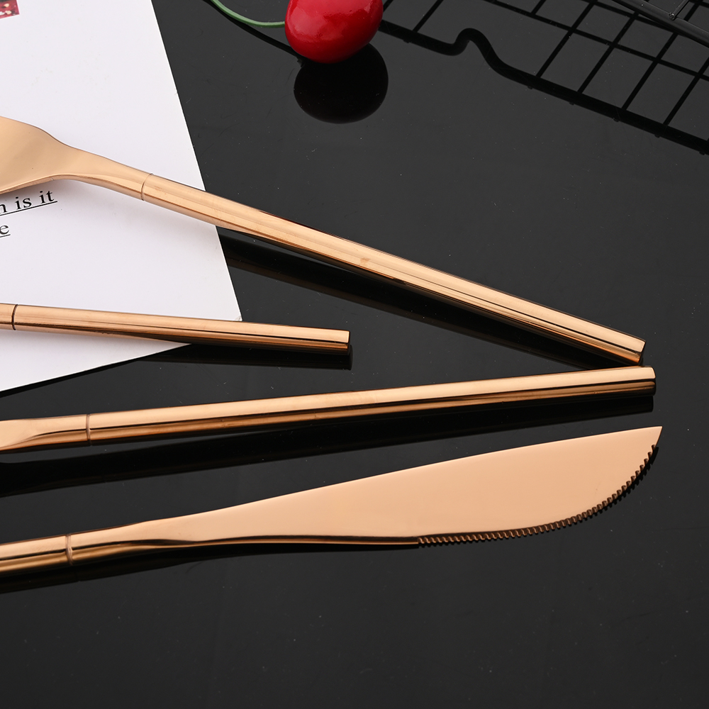 Mirror Luxury Gold 1/2/4Set Flatware Cutlery Set 18/10 Stainless Steel Dinnerware Western Fork Spoon Knife Set Silverware Set