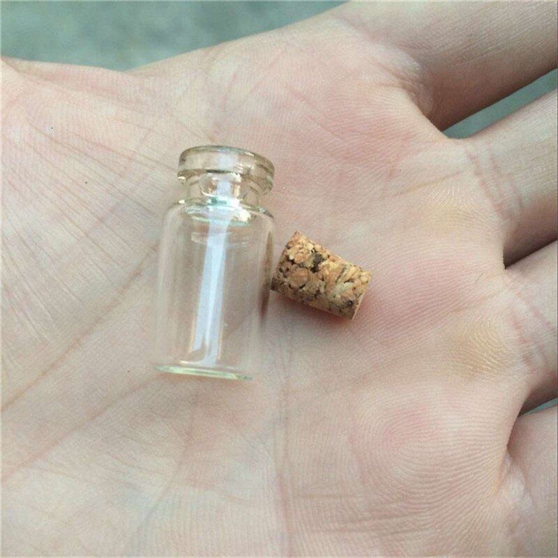 1ml miniglasflaskor flaskor med kork tomma små genomskinliga glasflaskor 13*24*6mm 100 st/lot