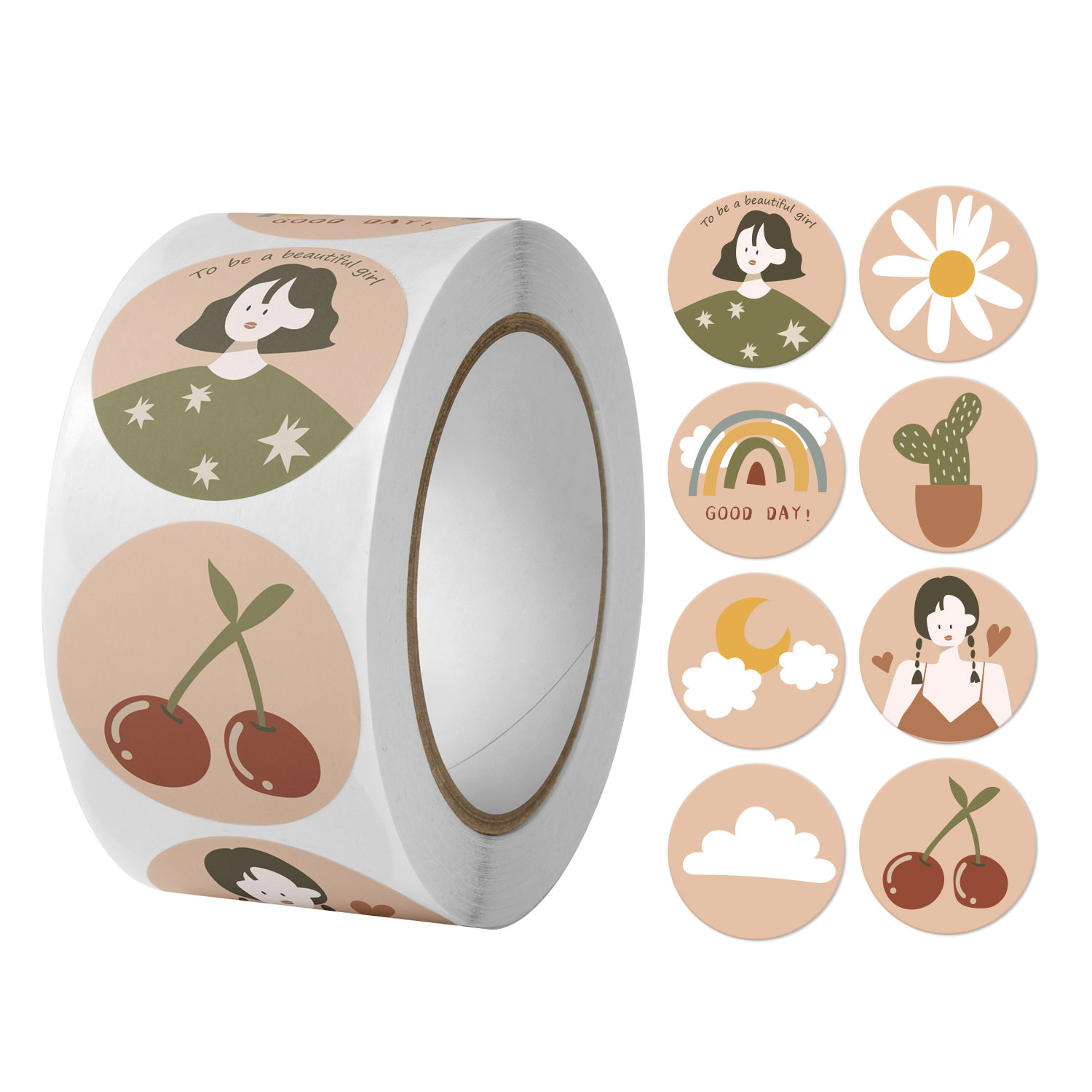 100-500 stücke 8 Stile Runde Karikatur Sonne Smiley freundlicher Belohnung Aufkleber Handgemachten Partei Scrapbooking Verpackung Dichtung Etikett: QY1707-100Stck
