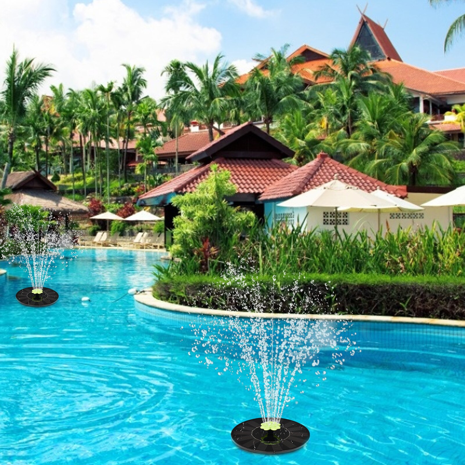 1.4W Solar Fontein Drijvende Decoratieve Zwembaden Drijvende Zonne-energie Vogelbad Waterpomp Voor Tuin Zwembad Aquarium