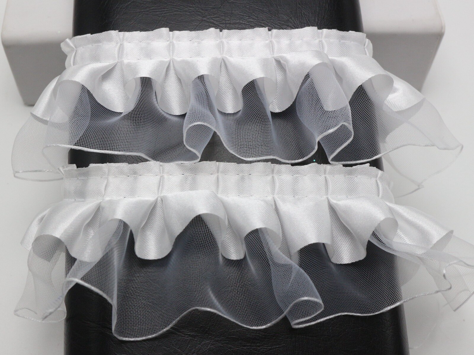 5.5 Yards (5 Meter) double Layer Ruches Eenzijdige Organza Tulle Satin Lint Trim 40Mm Naaien Wedding Craft Diy