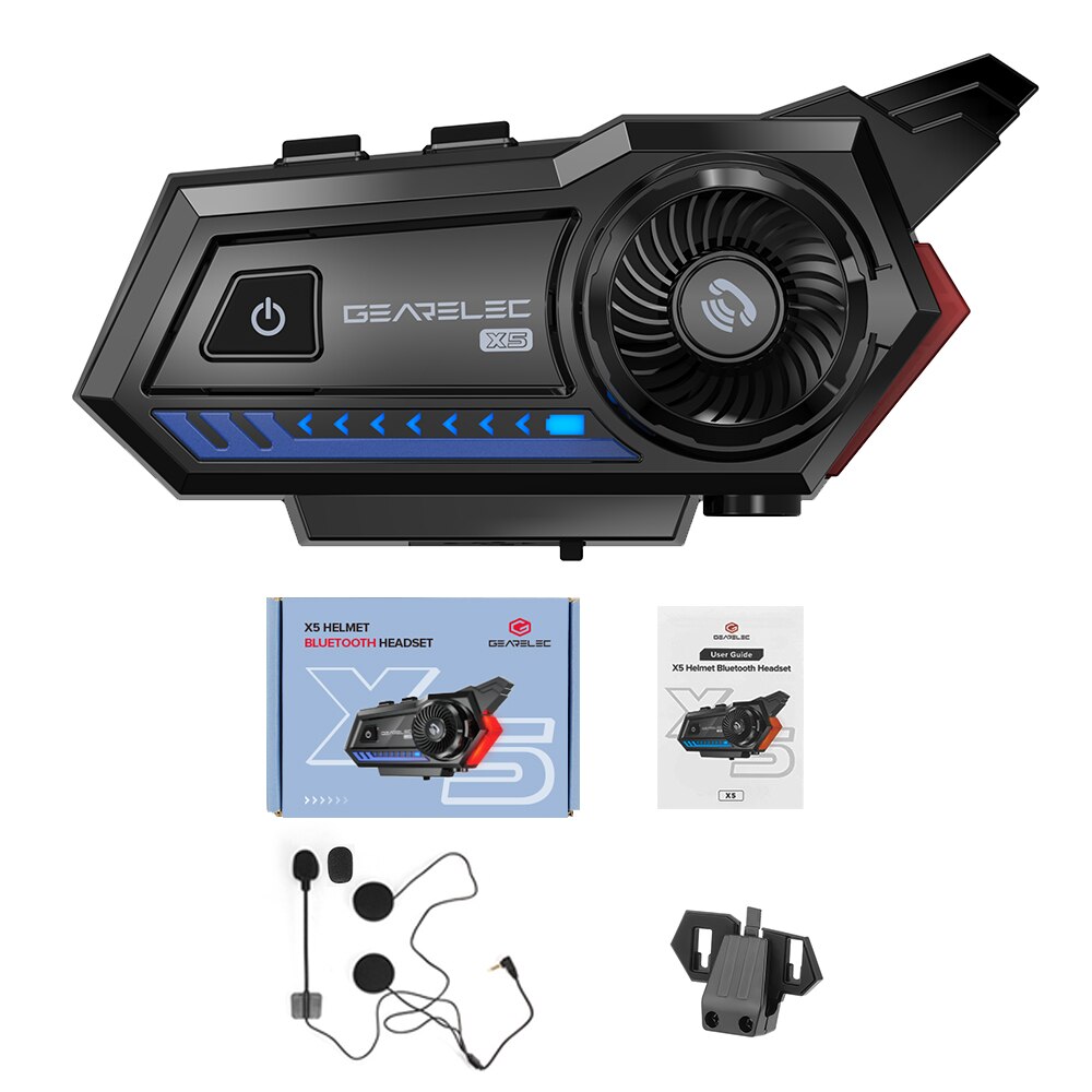 Gearelec X5 Motorhelm Headset Bt 5.2 Waterdichte Draadloze Hoofdtelefoon Voice Control Roise Reductie Fm Radio Waarschuwingslampje: Default Title