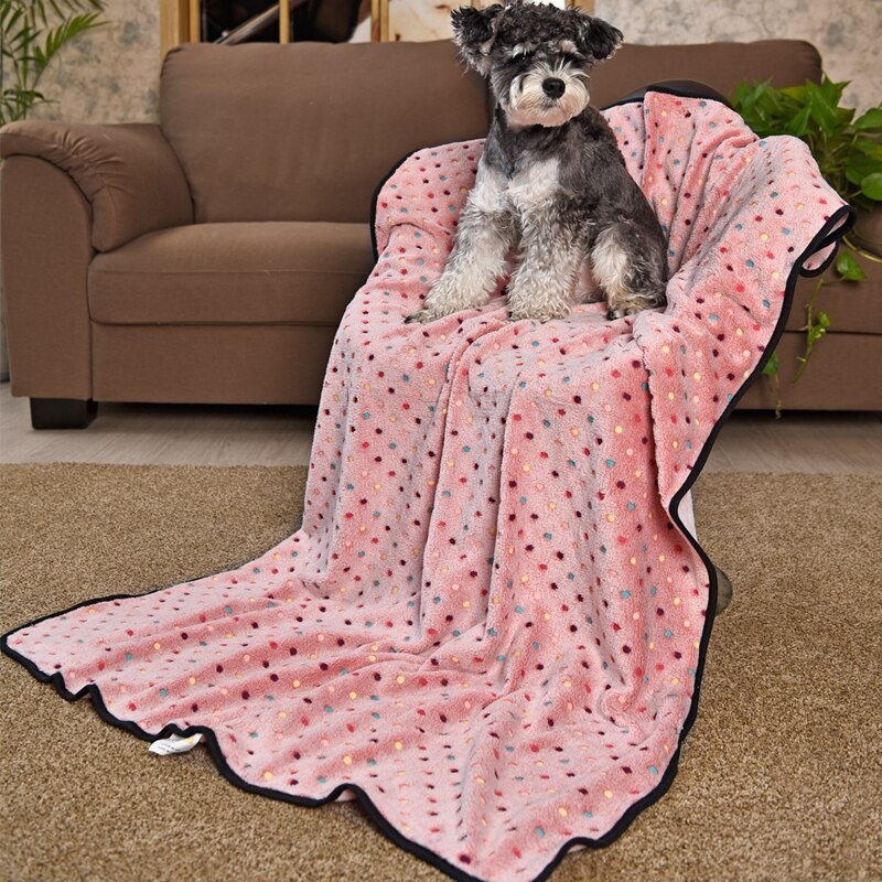 Luksus kæledyr hundetæppe super blødt varmt fleece stof prik tæppe til stort hundekat sovehåndklæde 3 farve 3 størrelse voksen til rådighed