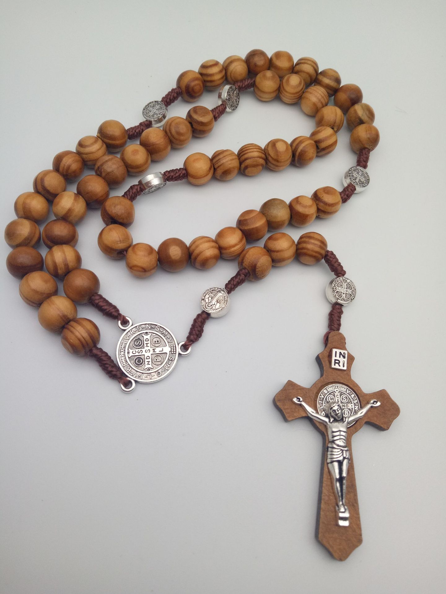 Katholieke Christelijke Oude Bronzen Retro Cross Sieraden Rozenkrans Ketting Kruisbeeld Houten Jesus Cross Hout