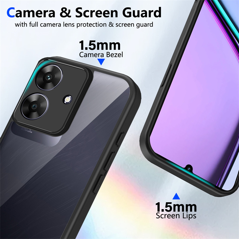 Realme Note 60 4G RMX3933 Case Shockproof Silicone Bumper Clear Back Hard Cover Matte Phone Case for Realme Note 60 4G RMX3933