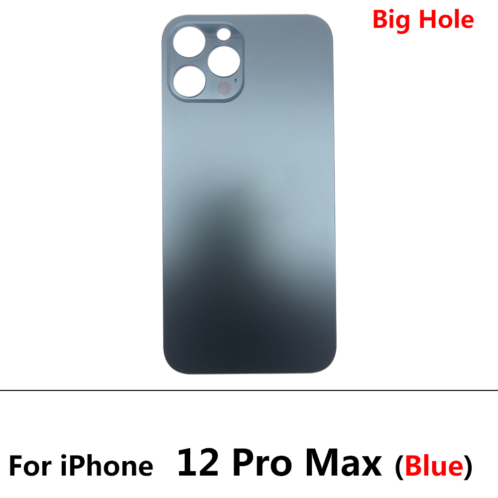 Big Hole Glass Back Cover For Iphone 12 Pro Max 12 Mini Battery Back Cover Glass Rear Door Replacement Housing