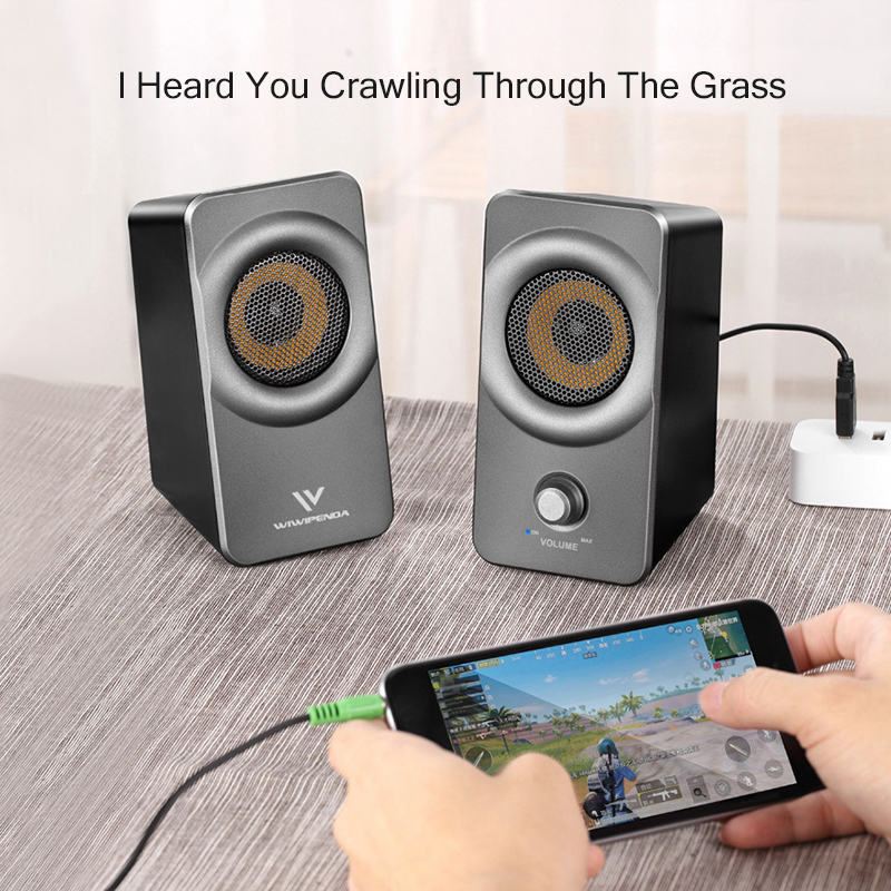 10W USB+AUX Wired Computer Speakers High Power Bass Reinforcement Subwoofer for Laptop Desktop Phone Loudspeaker