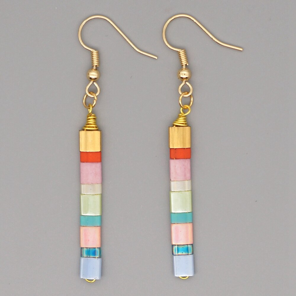 Go2boho Boho kolczyki dla kobiet Rainbow Tila kolczyki z koralików biżuteria Miyuki kolczyki z koralików biżuteria czeski Pendientes prezent: TLE200010J