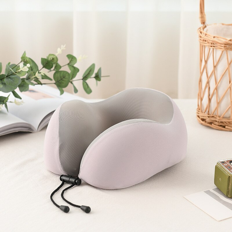 Almohada con relleno de espuma viscoelástica para el cuello, cojín magnético en forma de U para viajes, oficina, almuerzo, Coche