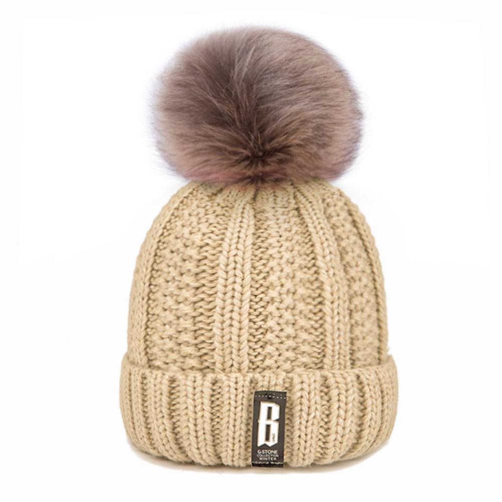 Winter baby muts meisje baby jongens katoen verdikt plus fluwelen muts kinderen pompon muts warme gebreide kindermuts