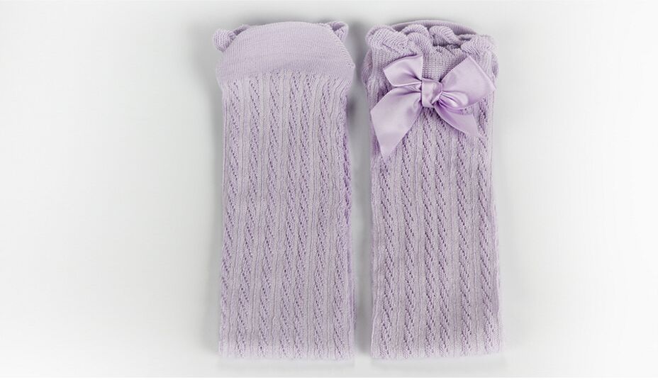 I Bambini della ragazza 2 A 12 Anni Al Ginocchio Alti Archi Calzini e Calzettoni Bambini di Alta Elastico Calzamaglie Del Fumetto Calza Primavera Estate Autunno Principessa calzini e Calzettoni: Purple Socks