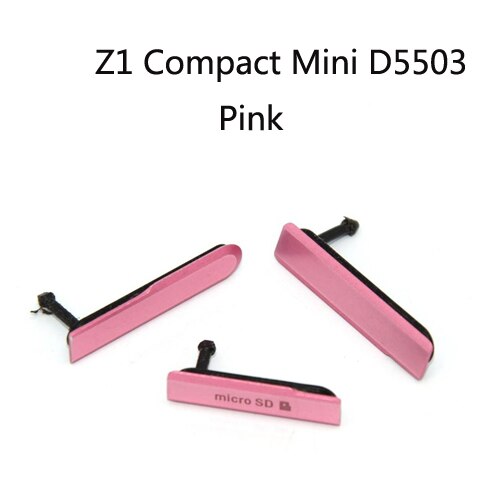 Funda protectora de polvo para Sony xperia z3 compact Mini M55W D5803 D5833 Z2 Z1, puerto de carga Micro SD USB y tarjeta SIM trasera: Z1 Compact Pink