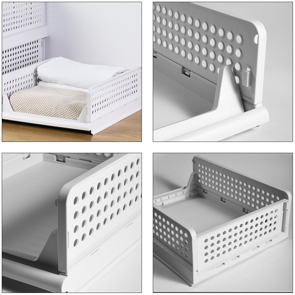 Multi-layer Stackable Clothes Storage Box Foldable Detachable Versatile Partition Board Rack Space-saving Bedroom Organizer