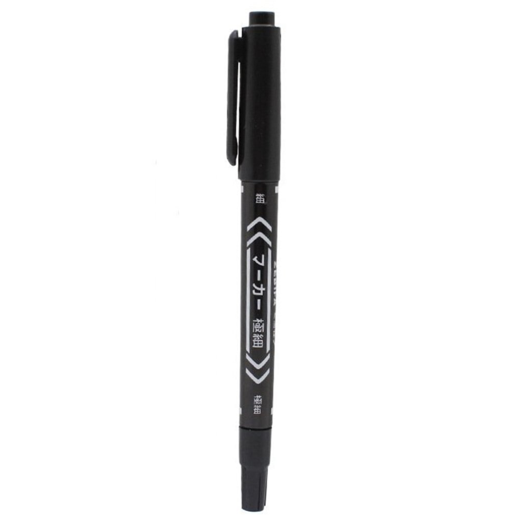 Black Ultra-fine Double-end Marker Pen Small-end Pen Water-based For Hook Line Pen Practical Stationery