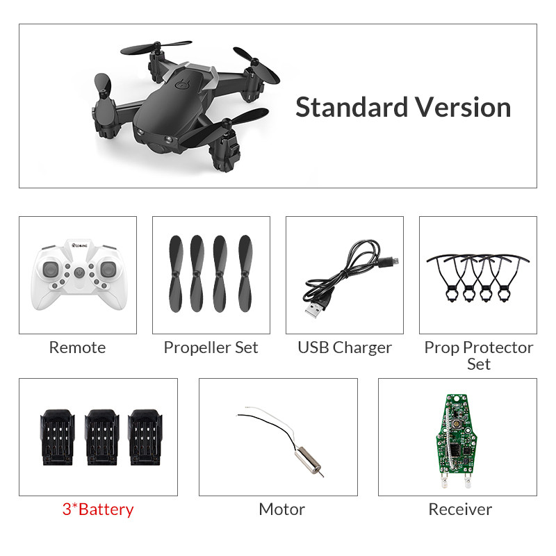 Eachine E61 Mini Drone Hight Hold Mode RC Quadcopter RTF WiFi FPV Foldable Helicopter VS HS210: blackstandard3batter