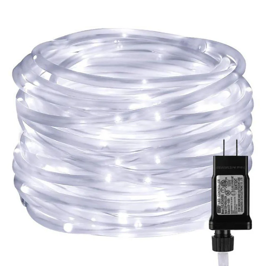 Corde lumineuse LED de noël basse tension, 8 modes, étanche, 12M, 100LED, Tube clair extérieur, corde lumineuse et chaîne pour terrasse, Patio, jardin: Bleu / 11-15W / O