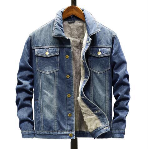 Herrjacka mensjean jackor varm fleece jeansjacka vinteryttring manlig cowboy topprock plus storlek 5xl