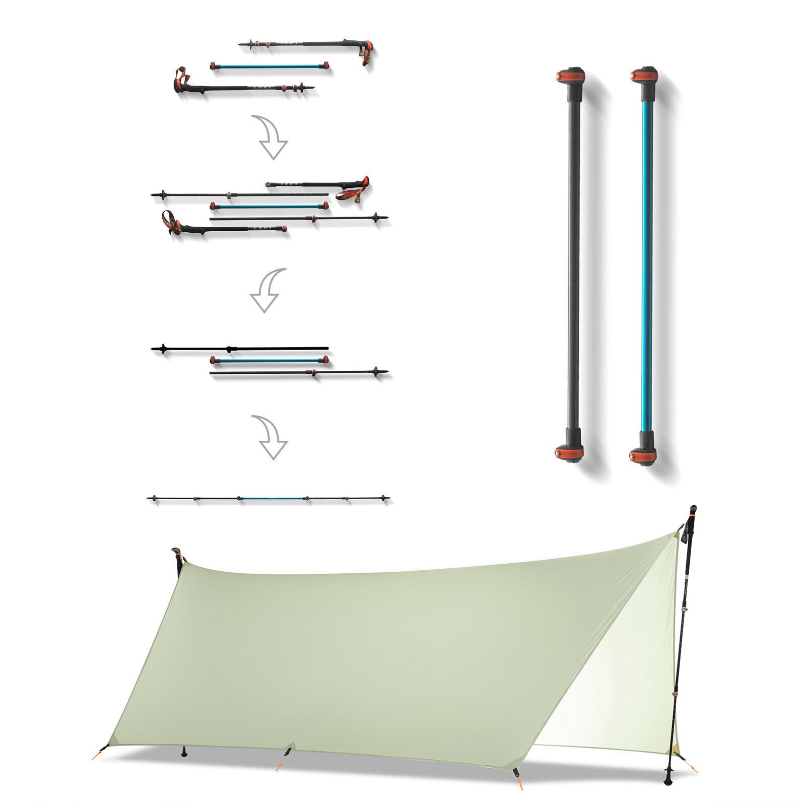 Connecteur en alliage d&#39;aluminium 56cm, tige d&#39;extension verticale d&#39;auvent de poteau de tente avec verrouillage externe, diamètre 16mm/18mm 1 pièce