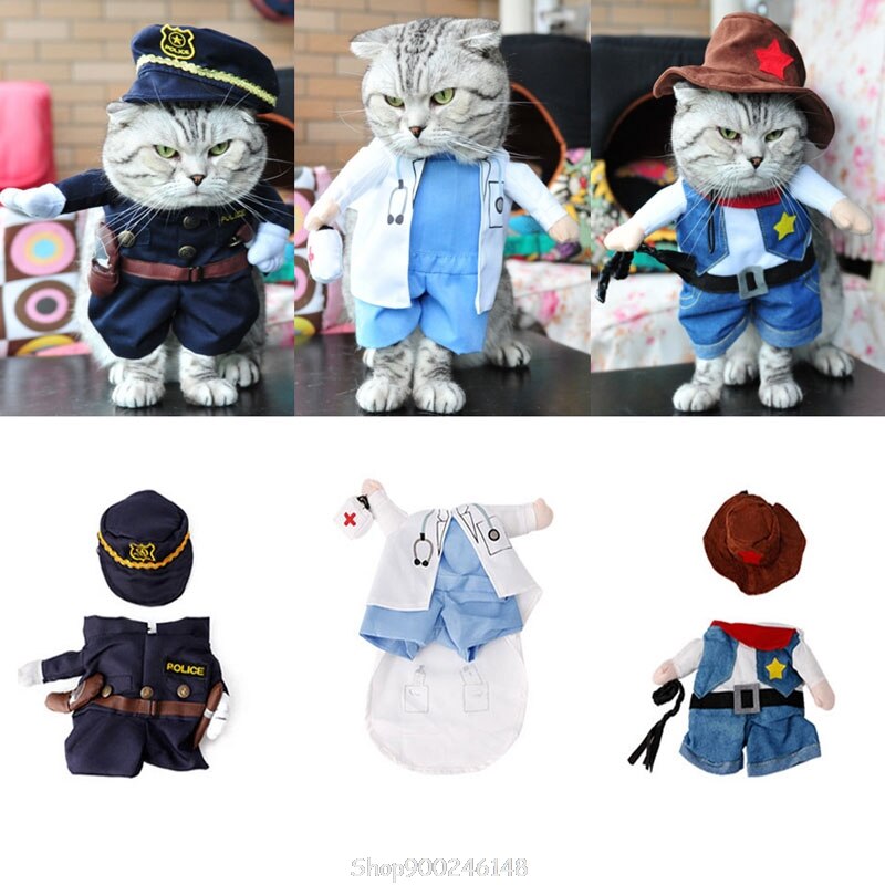 Funny Pet Costume Dog Cat Costume Clothes Dress Apparel Doctor Policeman Cowboy N23 20