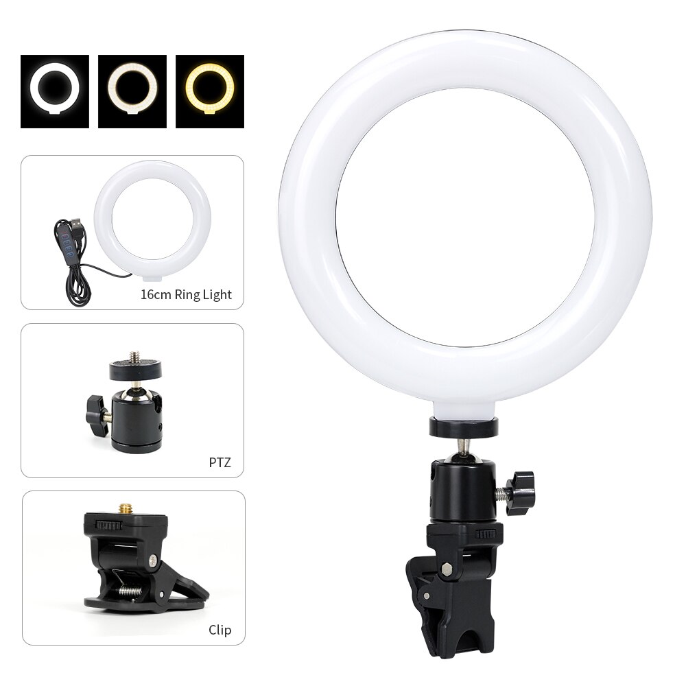 Selfie Ringlight Photography 16cm LED Rim Of RingLamp With Mobile Holder Stand Round Ring Light Tripod For Phone Smartphone Live: Screen folder
