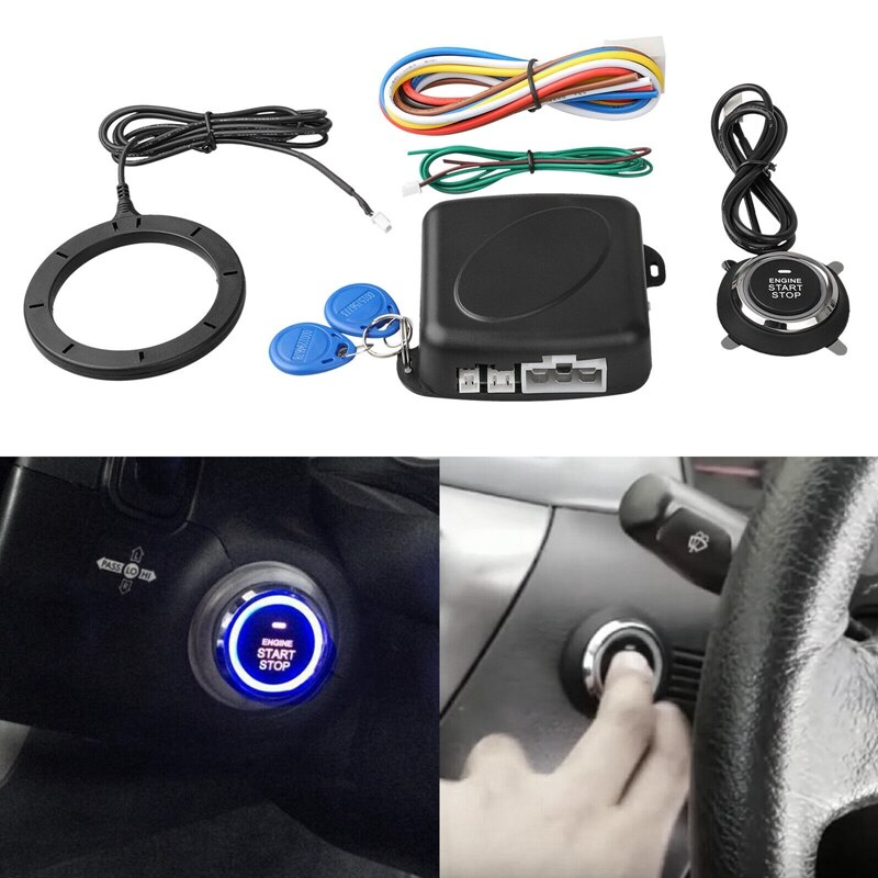 12V Car Engine Push Start Stop Button Ignition RFID Keyless Remote Starter Alarm