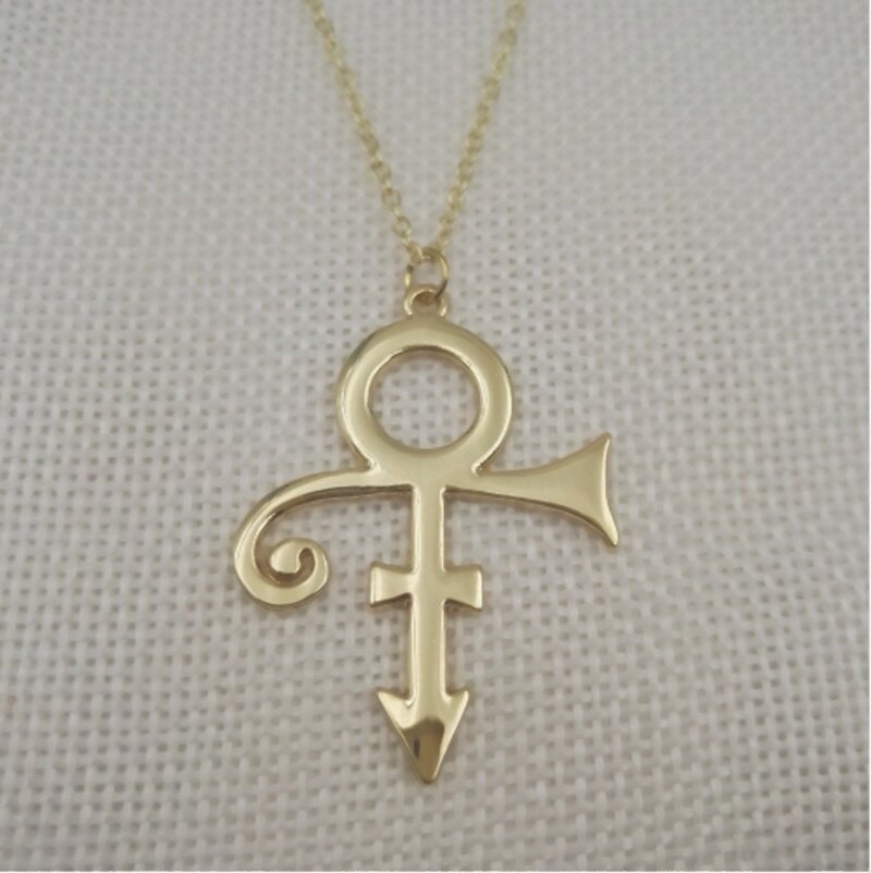 2pcs Women Prince Memorial Symbol Love Logo Necklace The Minimalism Singer Necklace Price Necklace With: gold