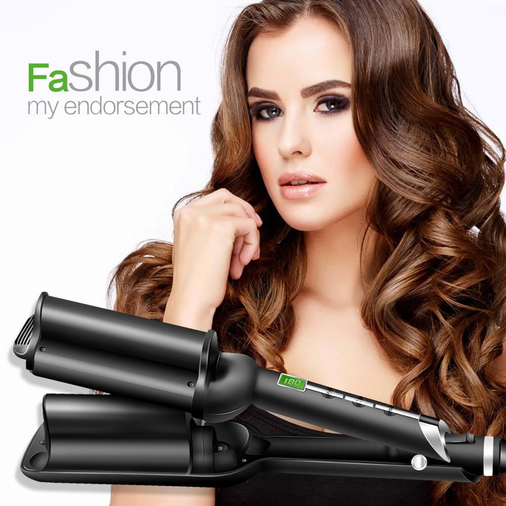 Hair Curler 32Mm Deep Wave Hair Curling Irons Ceramic Triple Barrel Wave Curlers Big Corrugated Deep Hair Curler