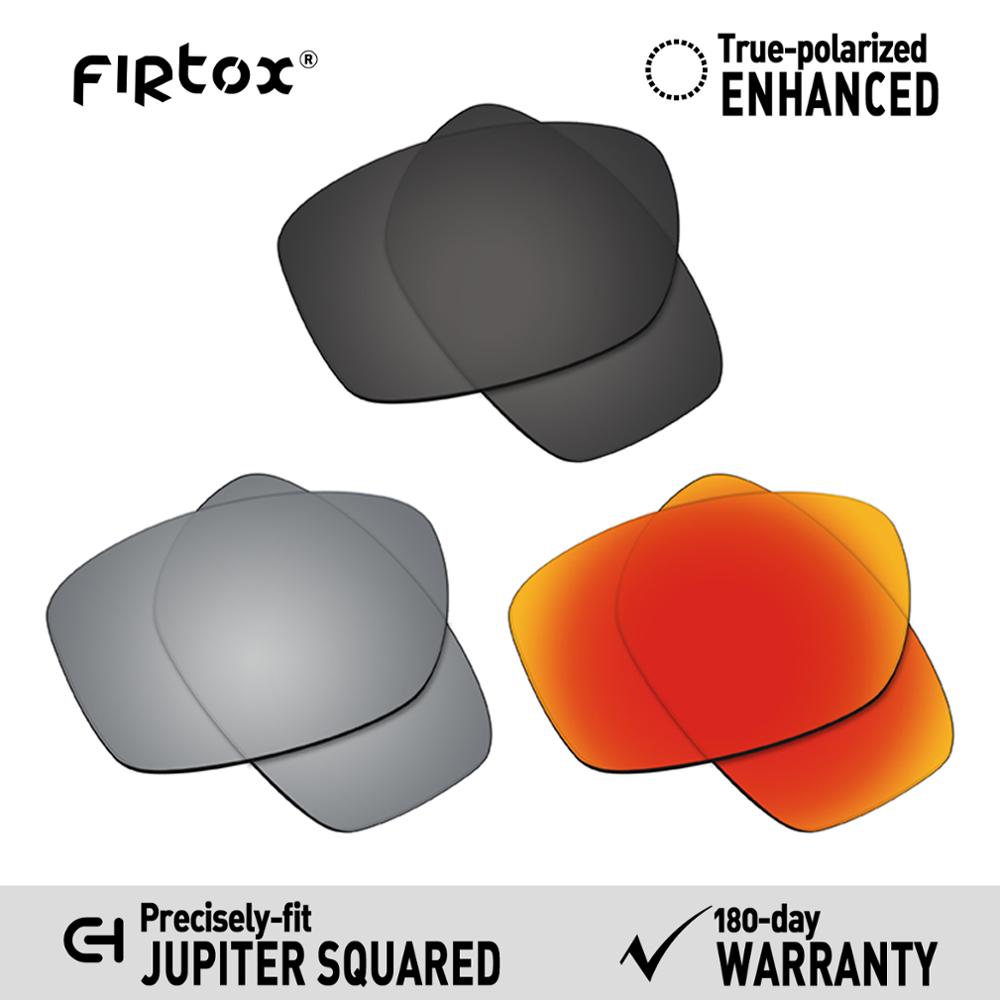 Firtox cierto UV400 lentes polarizadas de reemplazo para Oakley Jupiter cuadrado OO9135 gafas de sol (compatible solo lentes)-Varios: Black-Silver-Red
