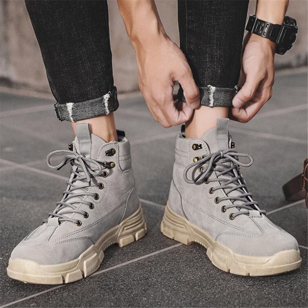 Rijlaarzen Mannen Tooling Schoenen Casual Trendy Schoenen Ademend High-Top Laarzen Herfst Mannen Schoenen Heren Laarzen schoenen Voor Mannen
