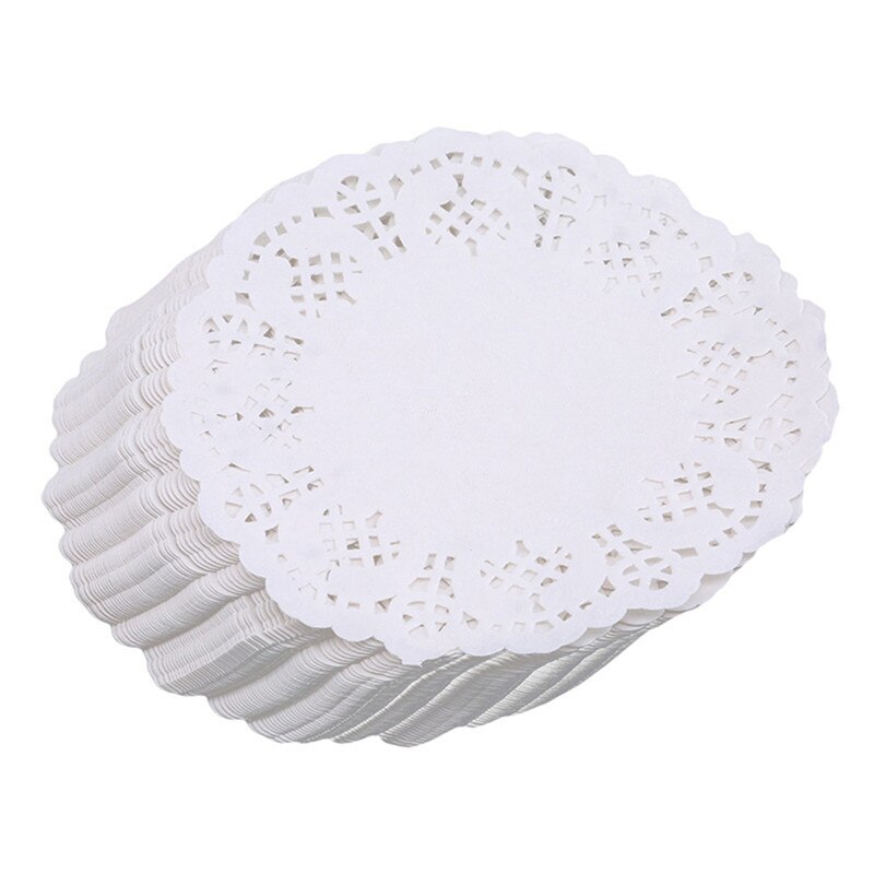 200 stk hjemmefest bursdag kjøkken blonder papirunderlag/doyley matte vintage serviett uthult kakeunderlag 4 størrelse dekkebrikker papirmatter: 14cm diam