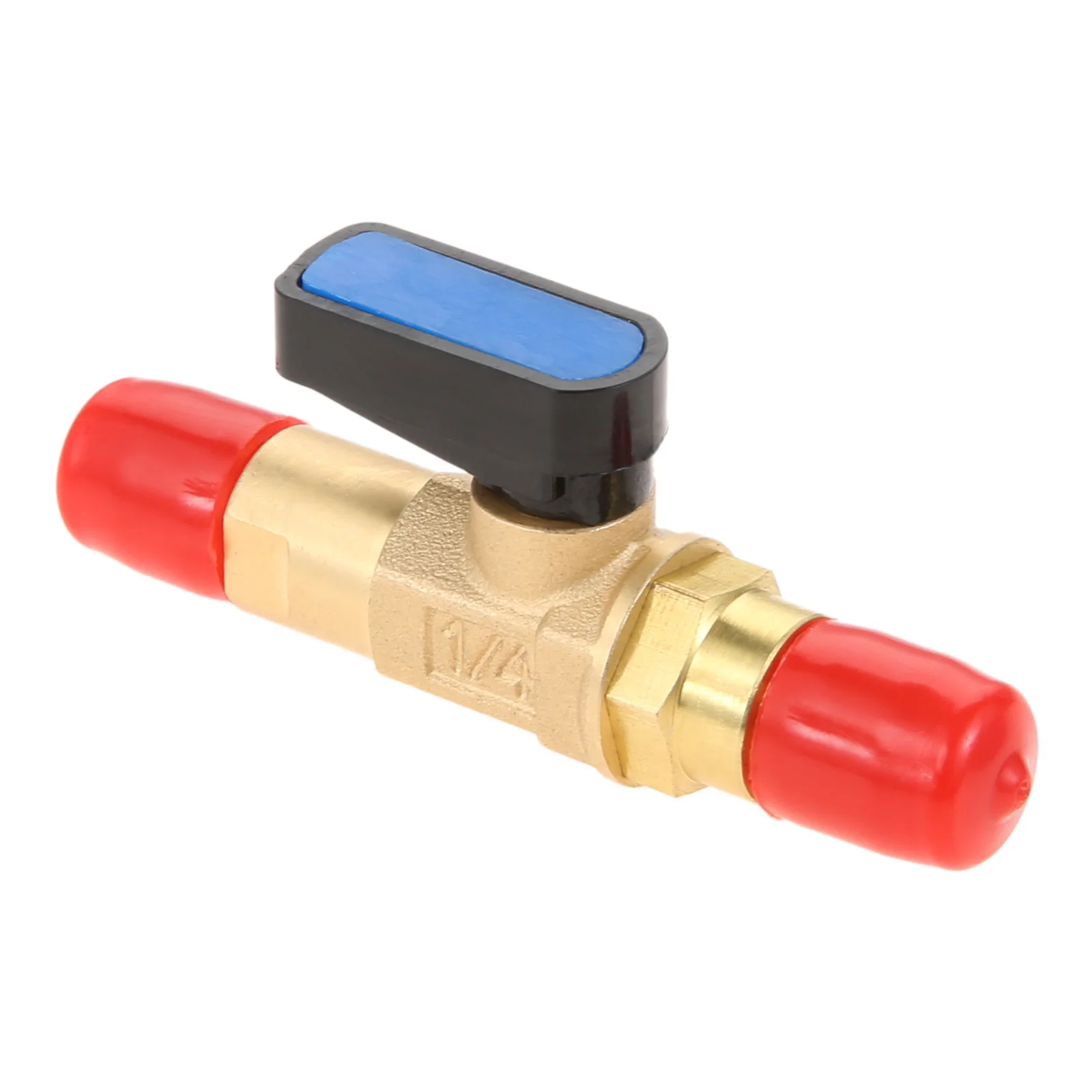 HVAC Refrigerant Straight Shut-Off Ball Valve Connector 1/4" Male SAE Adapter for Adding Liquid and Fluorine To Air Conditioner