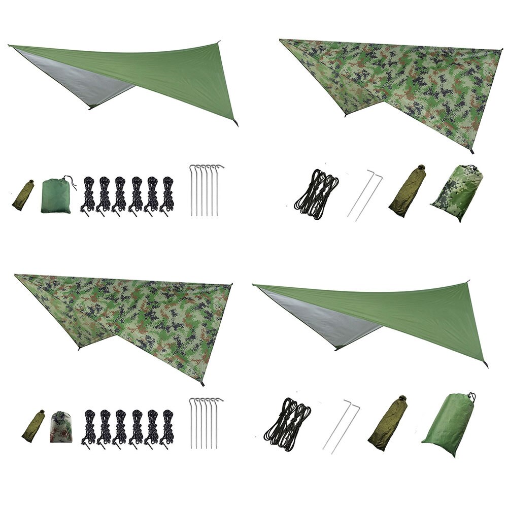 Camping Canopy Lightweight Camping Tarp Shade Waterproof Umbrella For Picnic Hiking Outdoors Garden 2 Size Camouflage And Green